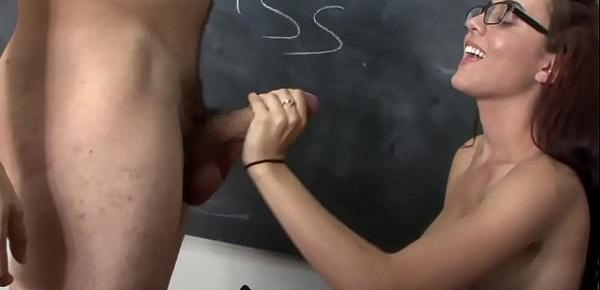  Teen and stepmoms hands make a dude cum